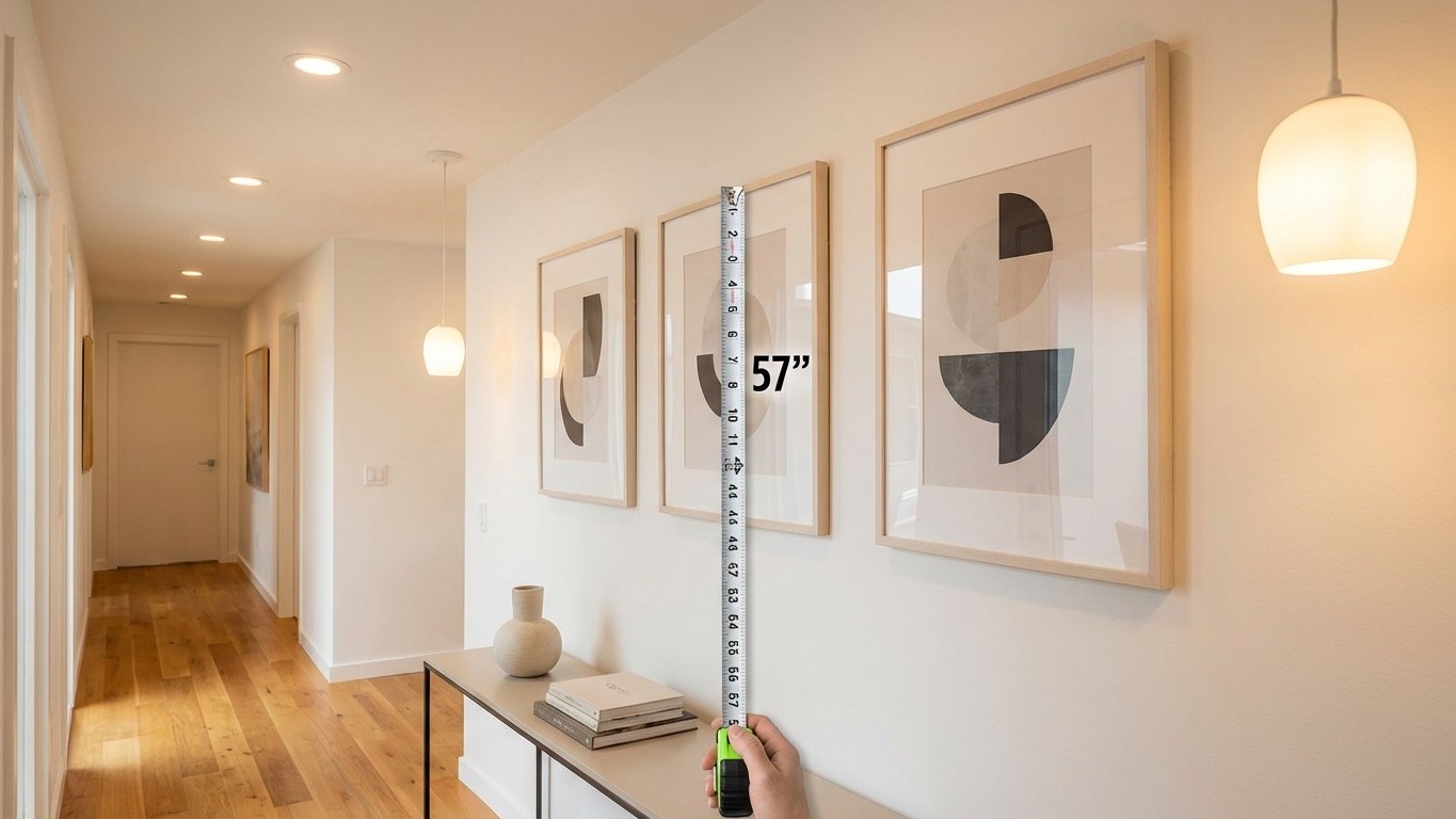 I hung frames wrong in my hallway for years until a decorator showed me this simple rule