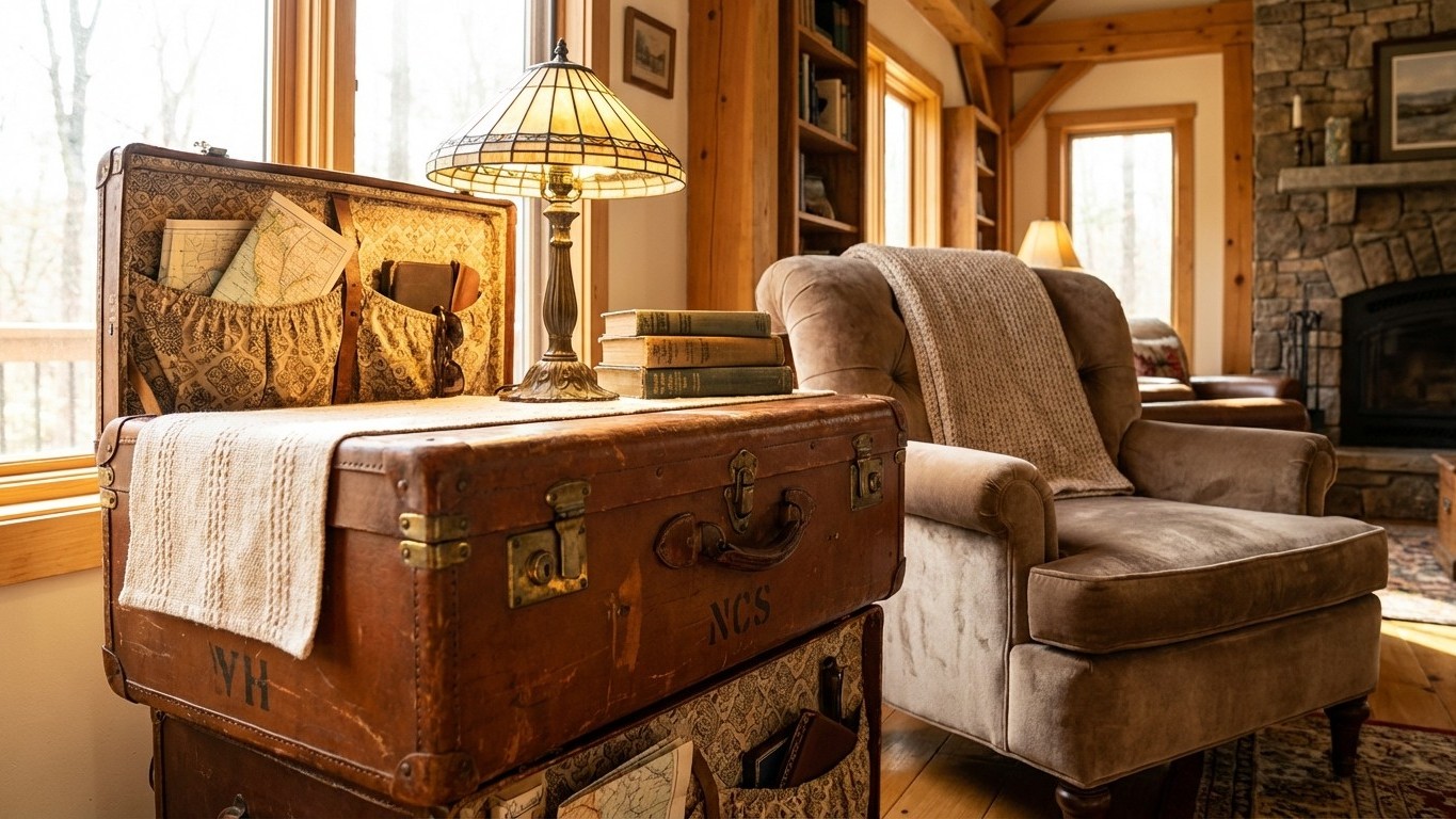 I turned my grandmother's old suitcase into a side table without a single drill or screw