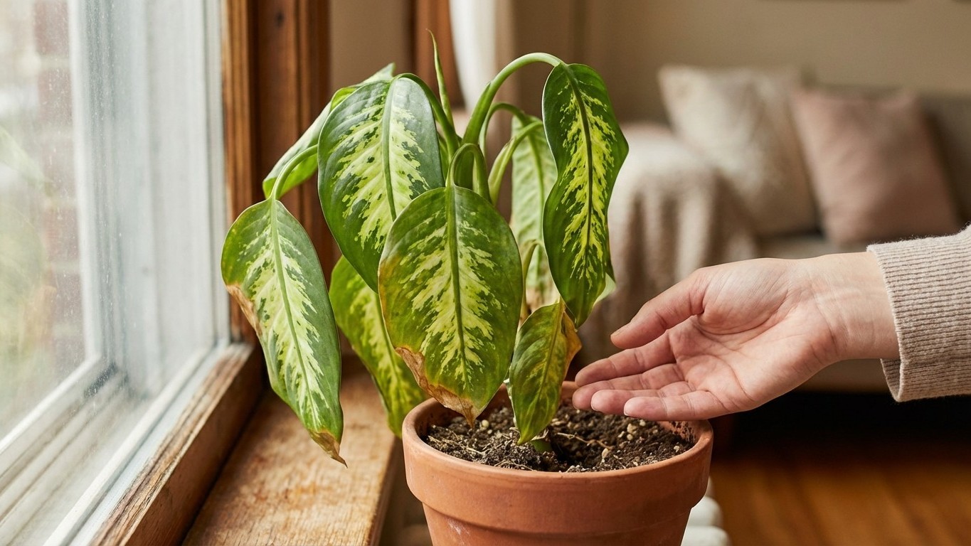 Plante d’intérieur qui retombe : manque d’eau, excès d’eau ou stress ?
