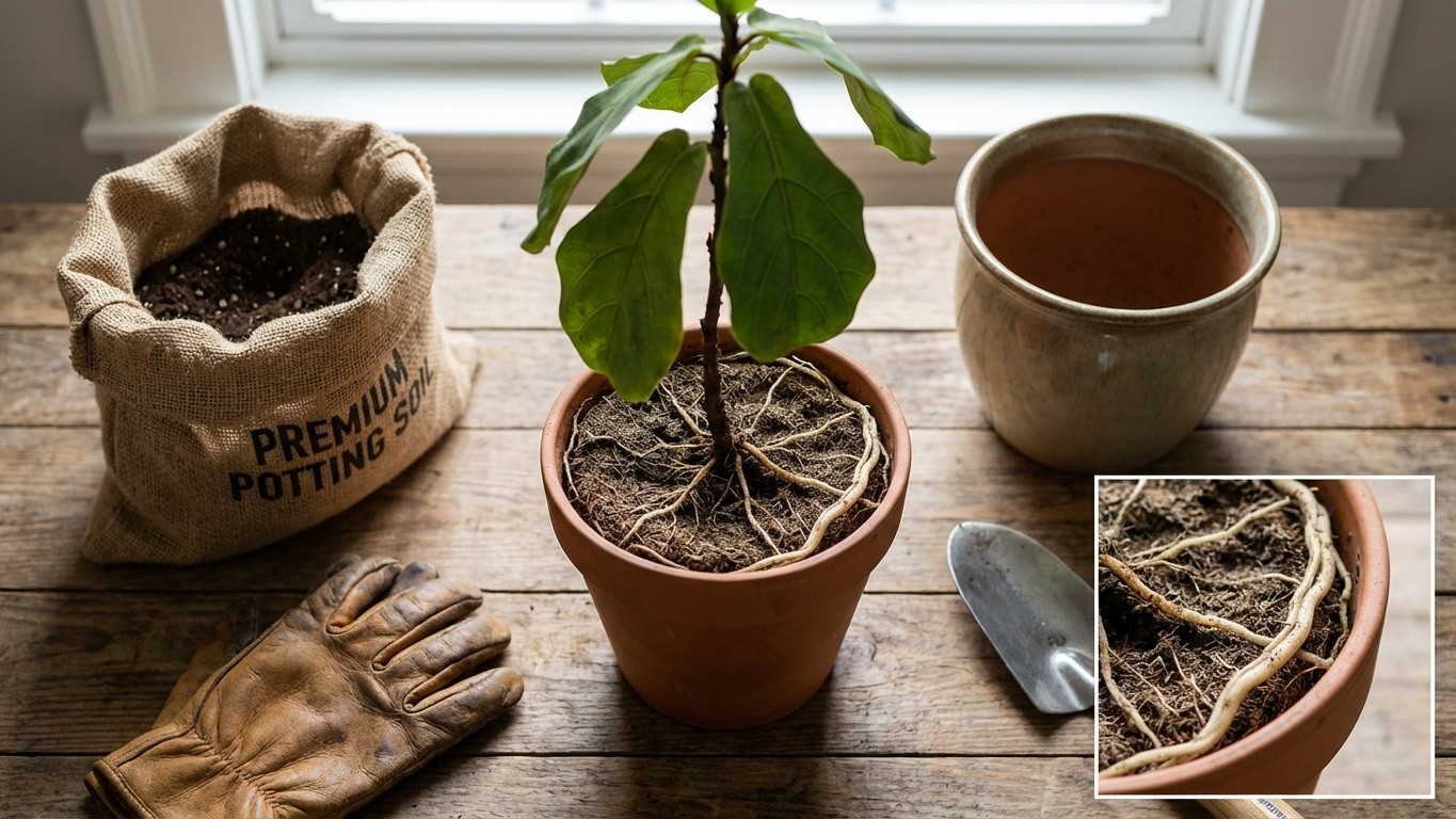 Signes qu’une plante d’intérieur a besoin d’un rempotage (racines, croissance, eau)