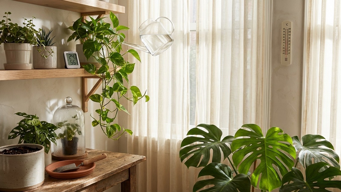 Soins des plantes d’intérieur : les bases (lumière, arrosage, humidité, température)