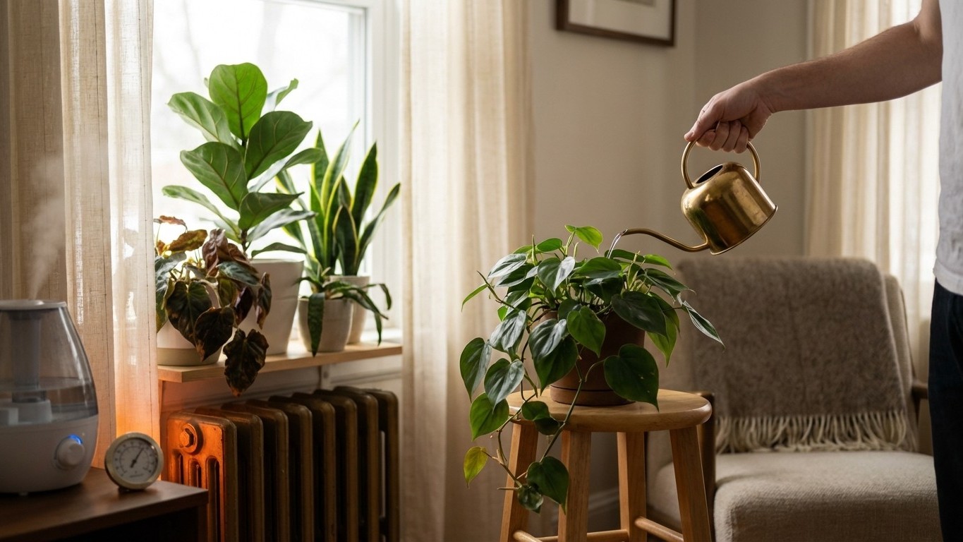 Soins des plantes d’intérieur en hiver : ajuster arrosage, lumière et humidité
