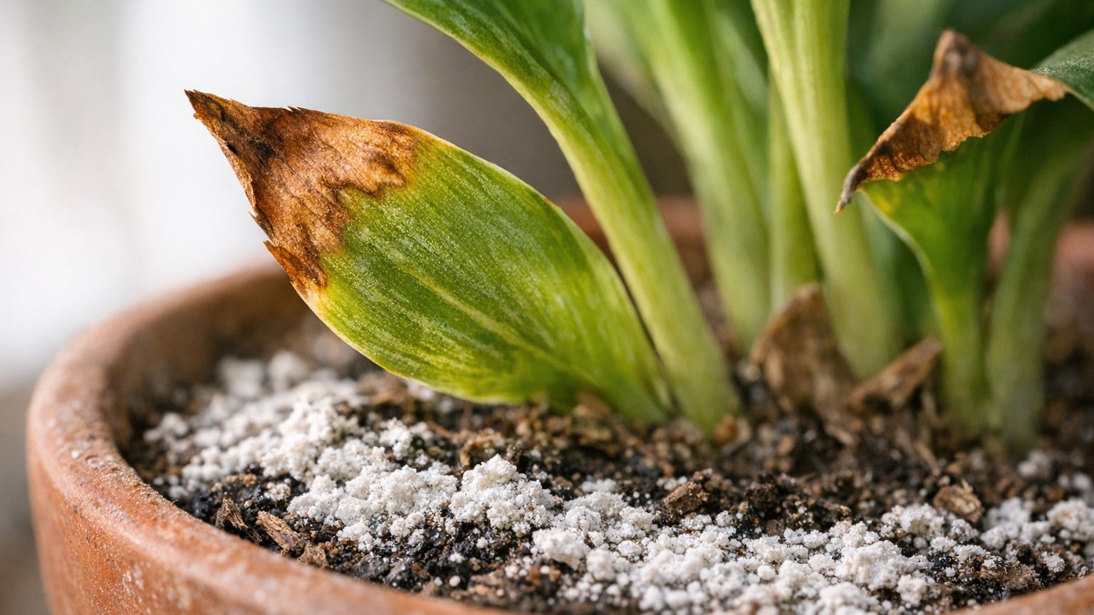 Why Your Houseplants Have Brown Tips: The White Crust on Your Soil Is the Real Culprit
