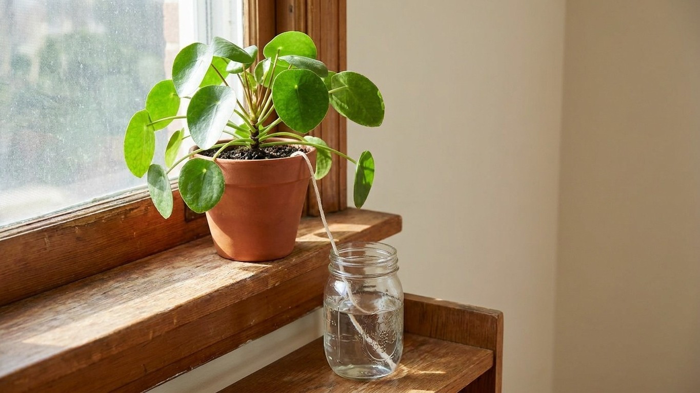 I left my houseplants for two weeks in a 28°C heatwave with just a cotton wick in a jar of water: when I came home, I unde...