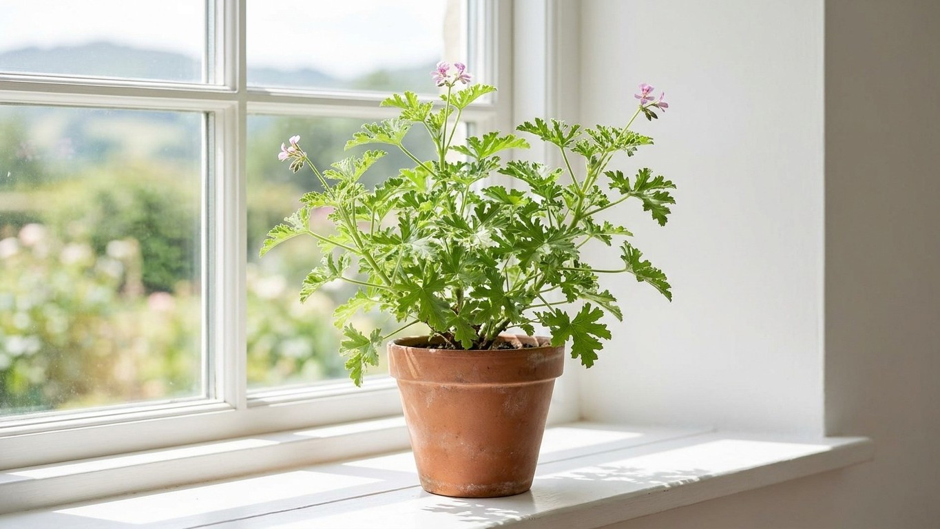 I put a lemon-scented geranium on my windowsill just for the look: since then, not a single tiger mosquito has come inside...