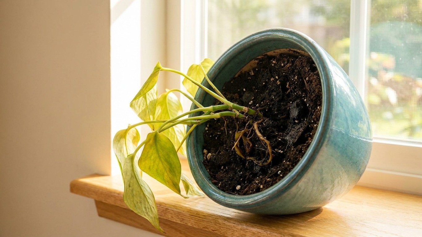 I repotted my pothos straight into a cachepot with no drainage hole just because it looked better: three weeks later I lif...