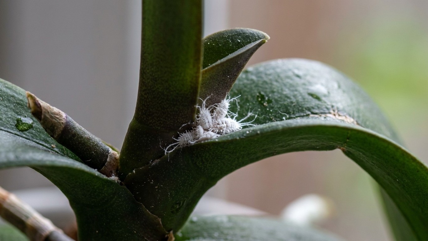 'I thought it was just dust on the leaves': why the white cotton tucked into your orchid's leaf axils should never be wipe...