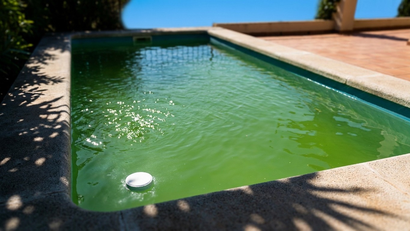 If your pool water turns green despite the chlorine tablets, it's not a dosing mistake: what the sun does above 28°C destr...