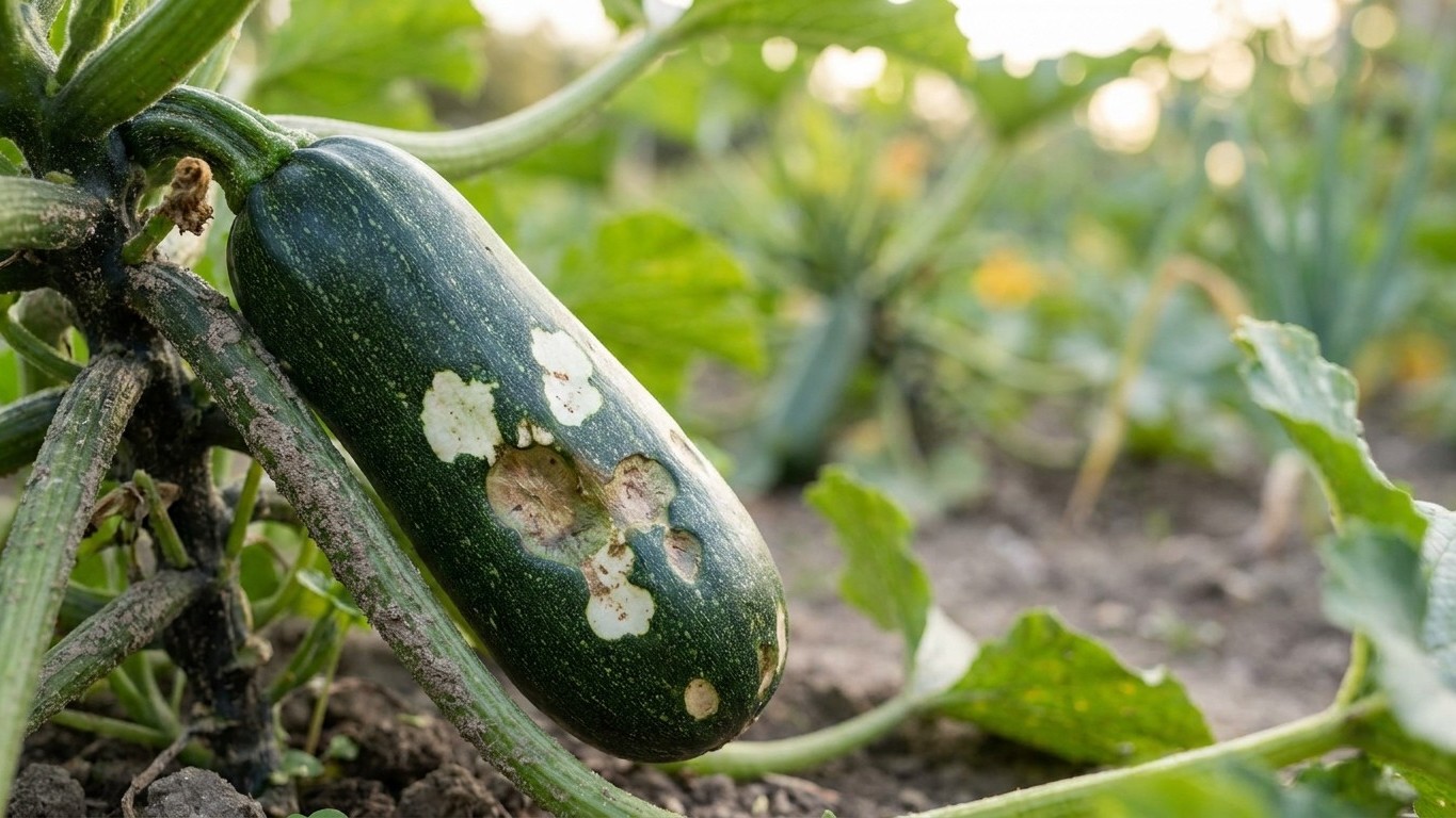 I cut off my zucchini's big leaves in August just to expose the fruit: two weeks later, I understood what the sun had done...