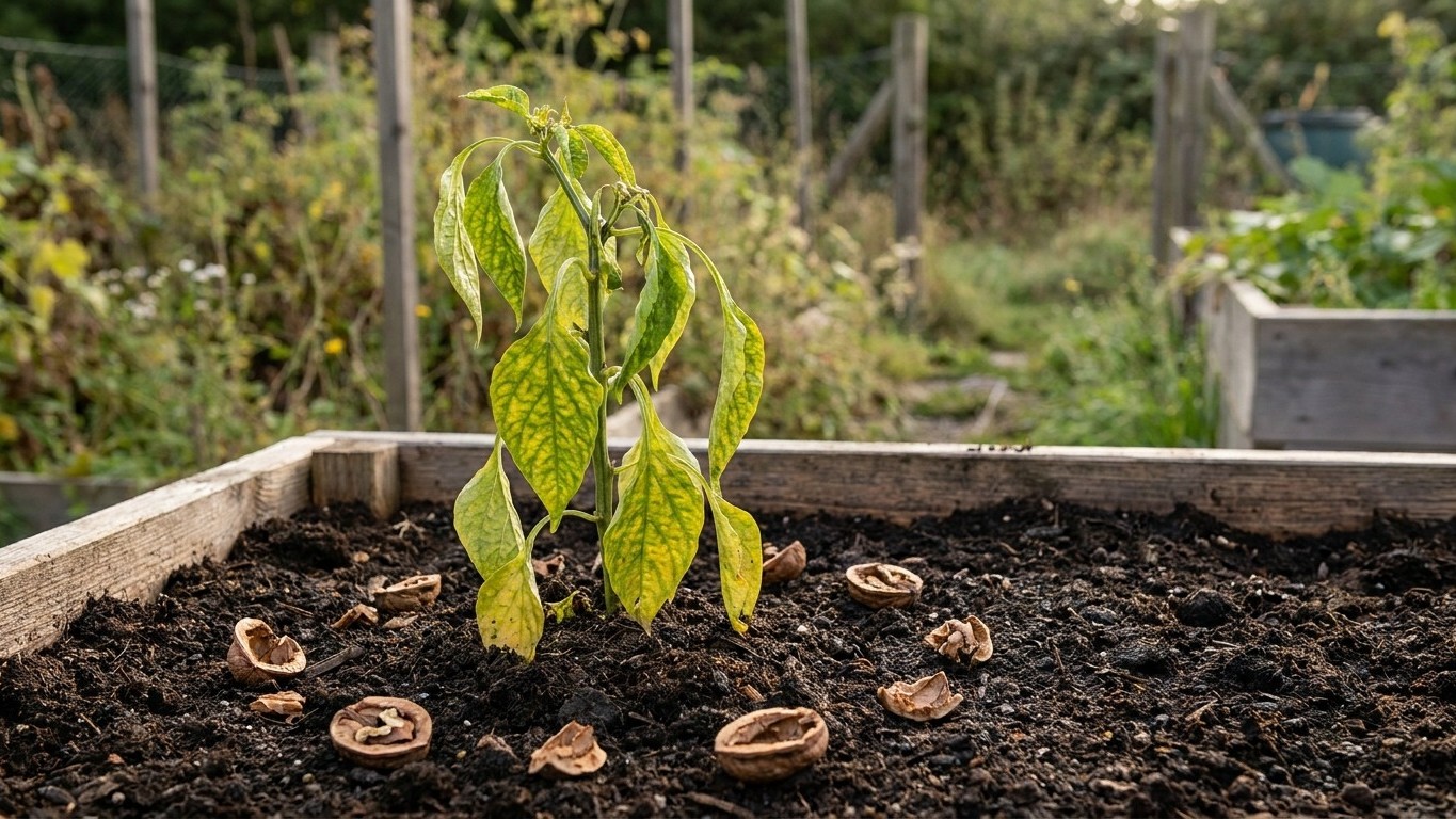 I emptied my walnut leaves and husks onto the compost all autumn just to save trips to the tip: in May, with every pepper ...