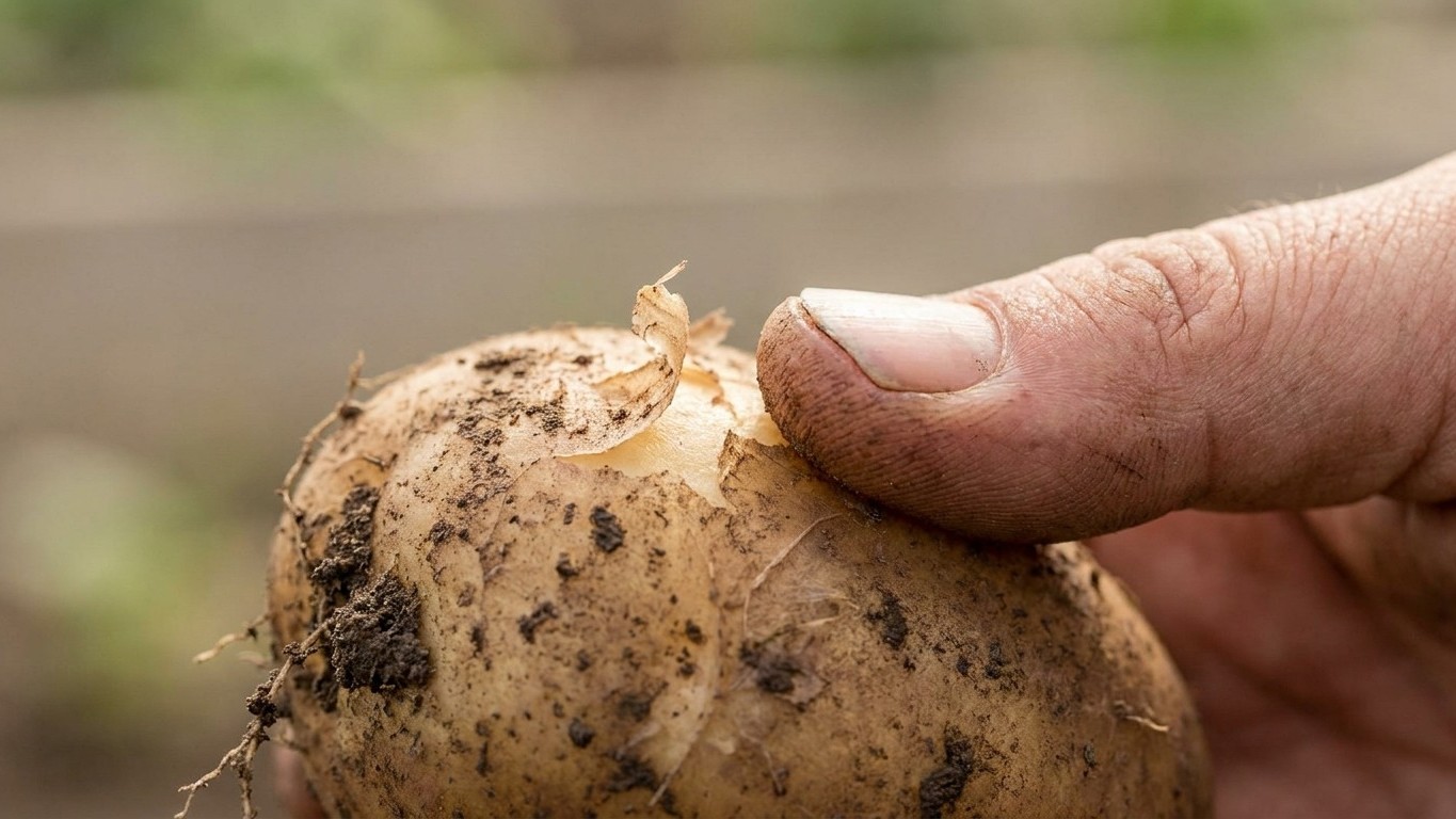 I lifted my potatoes as soon as the tops flopped over just to beat the rain: when I opened the crate in December, it was a...