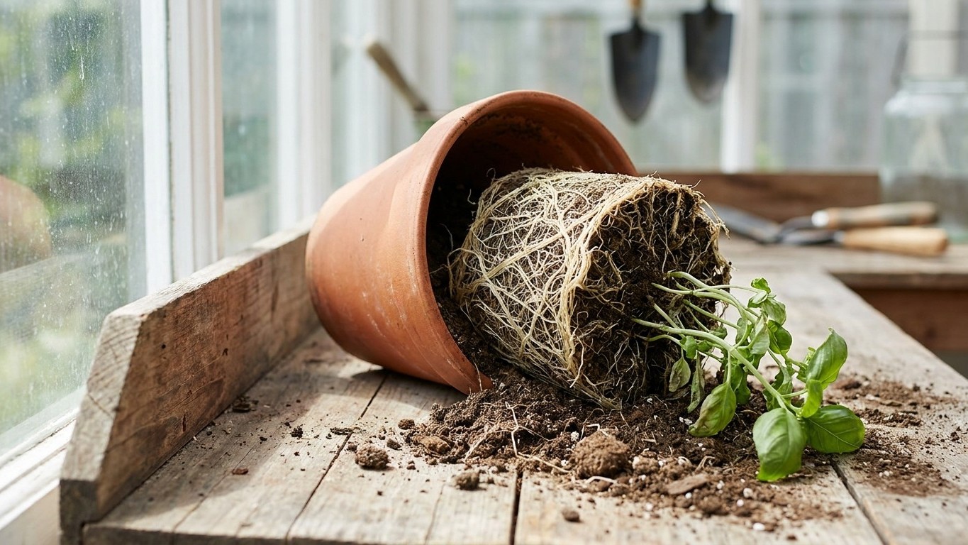 I potted my water-rooted mint next to my basil just to save space: a month later, when I tipped the pot out, I understood ...