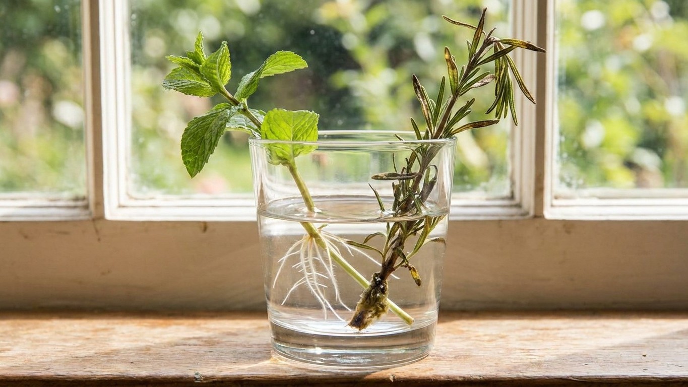 I put my basil and mint stems in the same glass of water in August: the day I lifted them out after ten days, I understood...