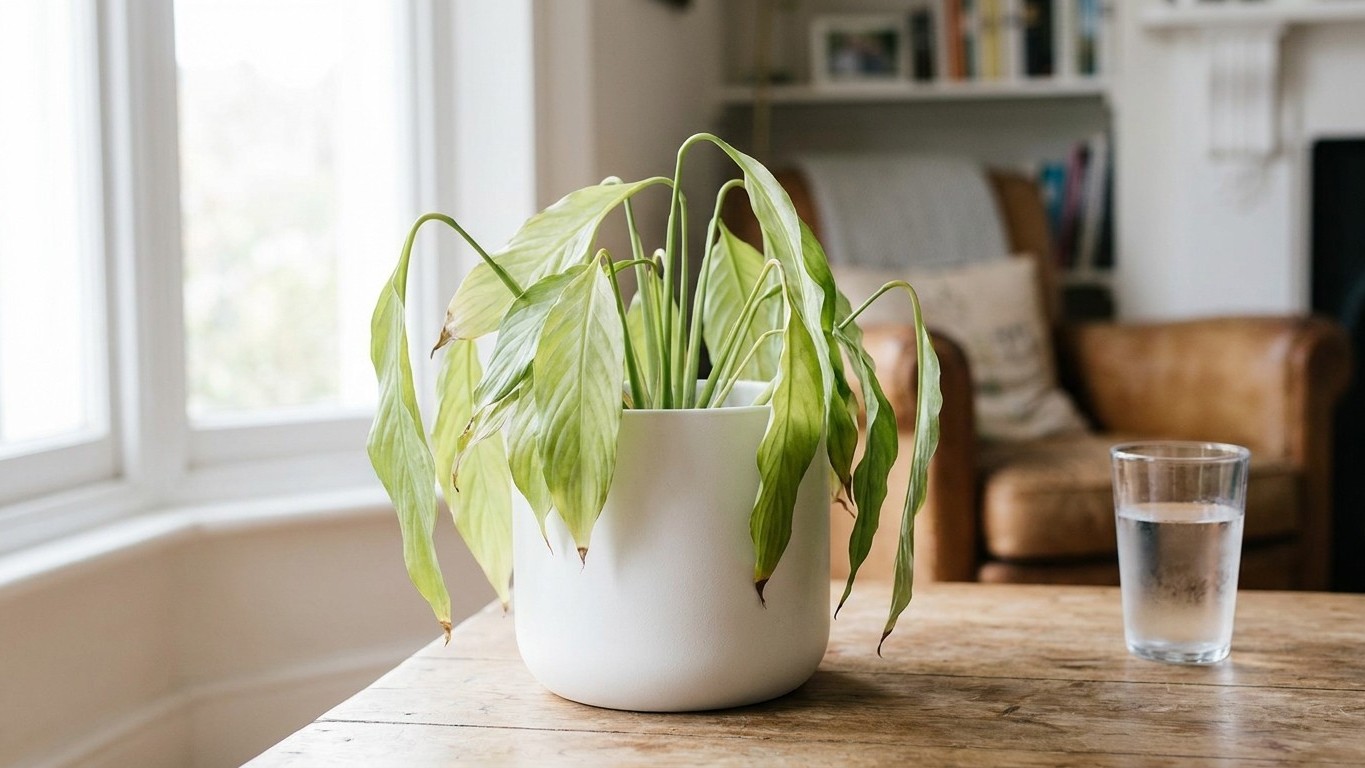 I watered my Spathiphyllum straight from the cold tap just because I was in a hurry: by that evening, with every leaf hang...
