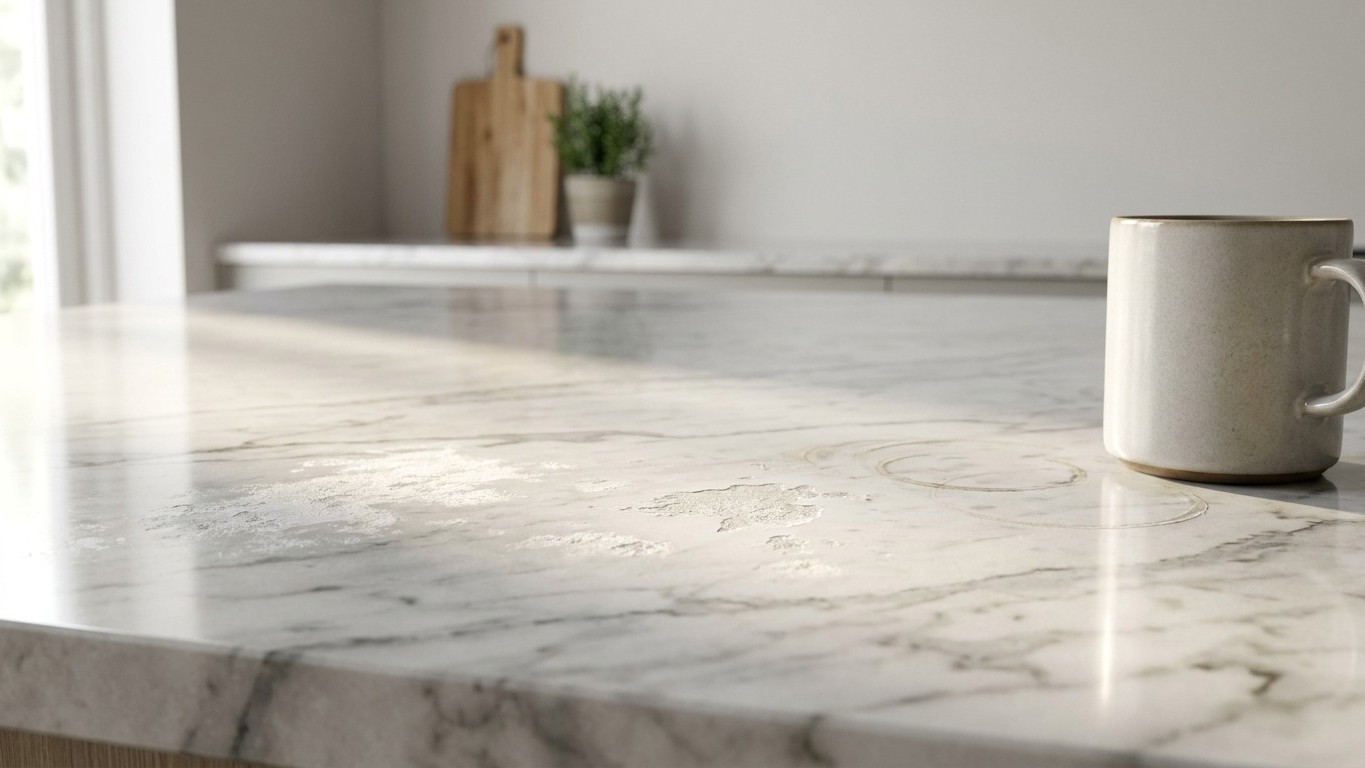 I wiped my marble worktop with half a lemon just to make it shine: the next morning, when the light came in sideways, I un...