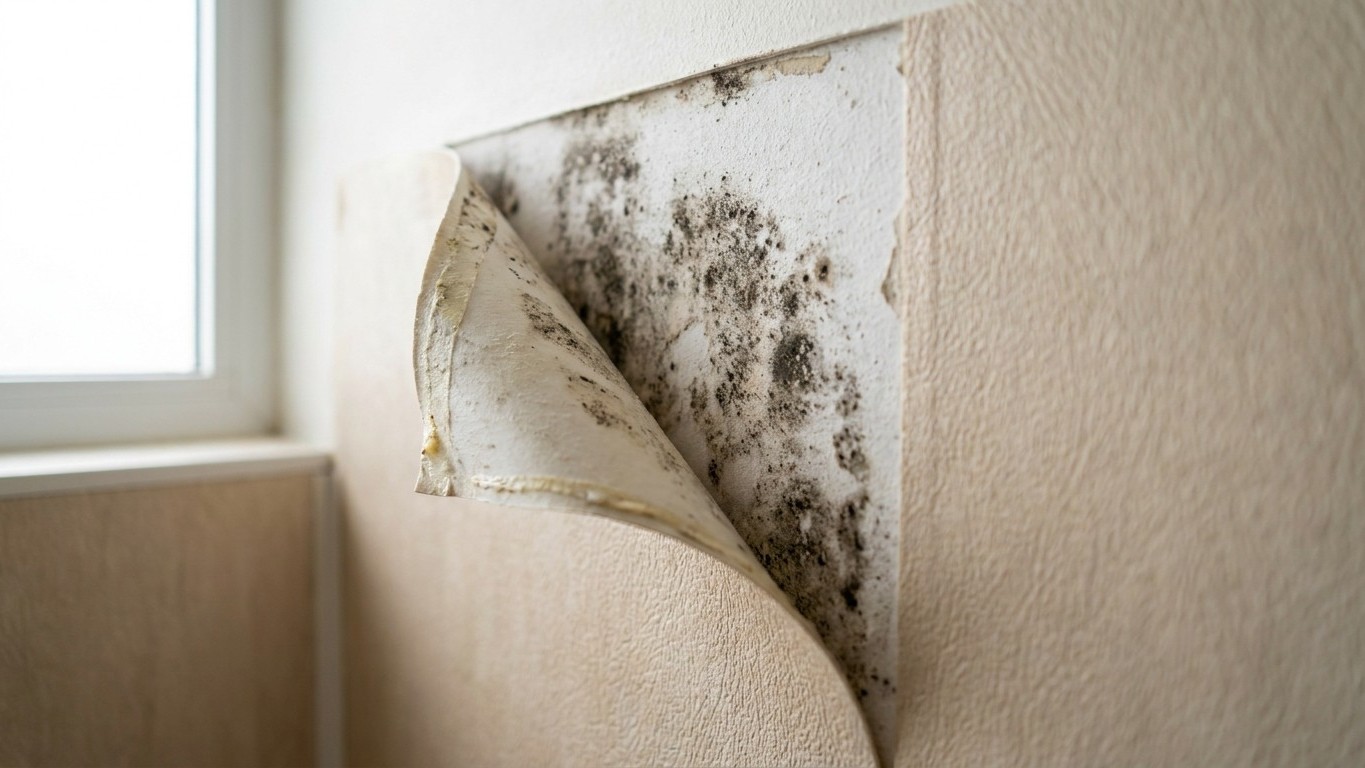 My bathroom wall has been covered with self-adhesive PVC for two years: the day I lifted a corner behind the basin, I saw ...