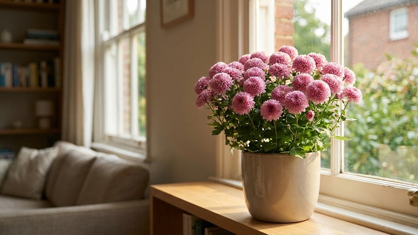 My neighbour always lifts his chrysanthemum pots onto a high shelf the day he brings them in, and it's not to free up floo...