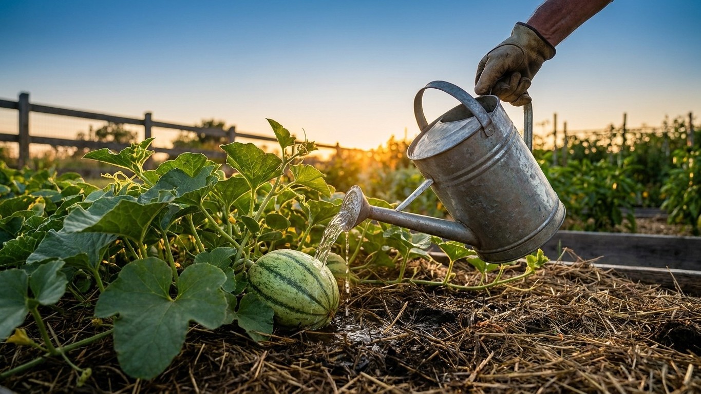 My neighbour waters his melons a little every single evening, even when heavy rain is forecast, and it's not to keep the l...