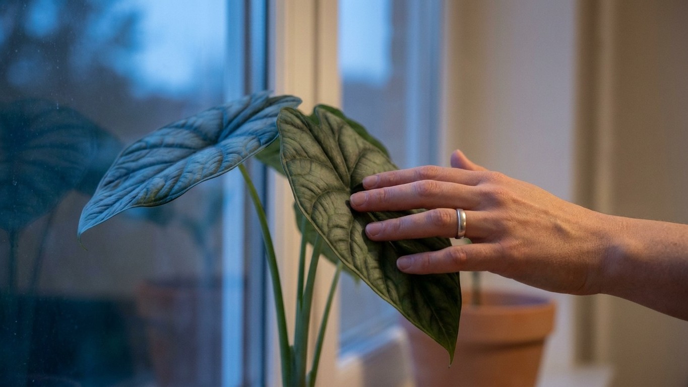 Slide your hand between your alocasia and the window glass after dark and hold it there: it's the test growers do before b...