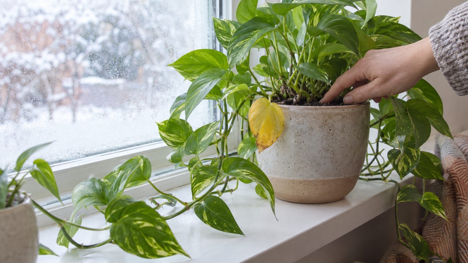 Pothos leaves turning yellow in winter: the watering habit behind most cases and how to tell it from cold or low light